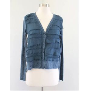 Vanessa Virginia Teal Tiered Split Back Cardigan